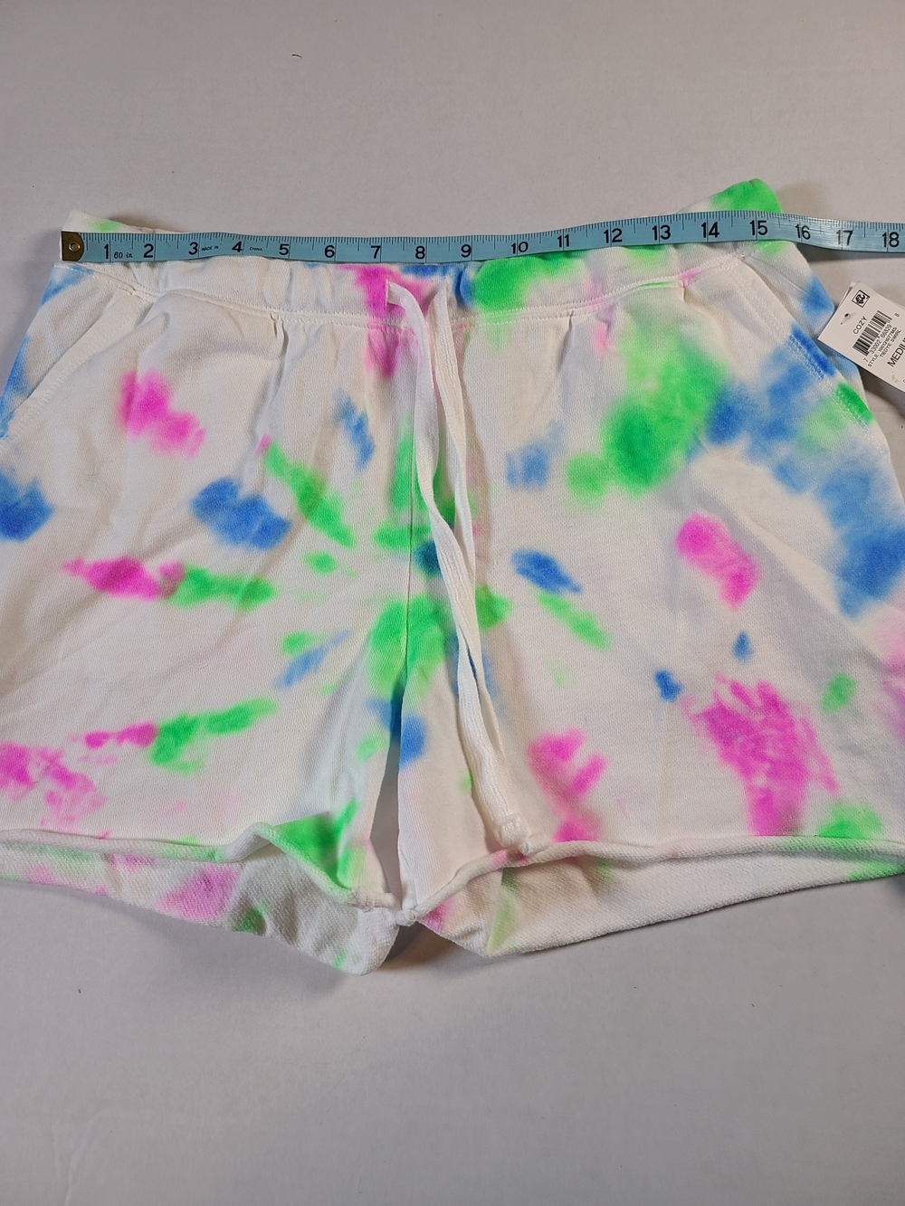 Jenni Intimates Womens M Pastel Tie-Dye White Lounge Lounge Shorts Drawstring - Picture 6 of 10